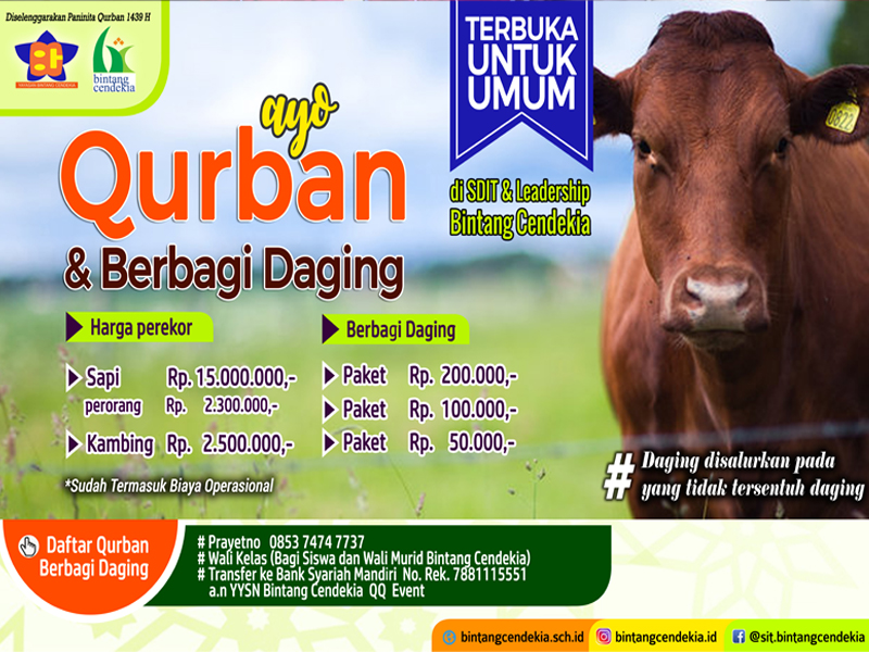 Ayo Qurban dan Berbagi Daging bersama Bintang Cendekia!